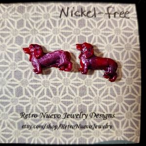 Nickel-free Dachshund Retro Style Earrings
